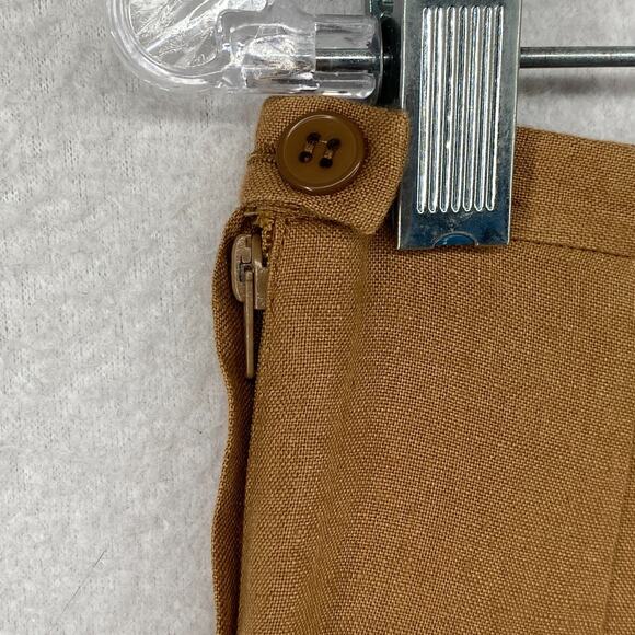 AGNES B Skirt 40 Linen Pleated Side Zip Button A-Linen Brown FRANCE - Picture 5 of 8